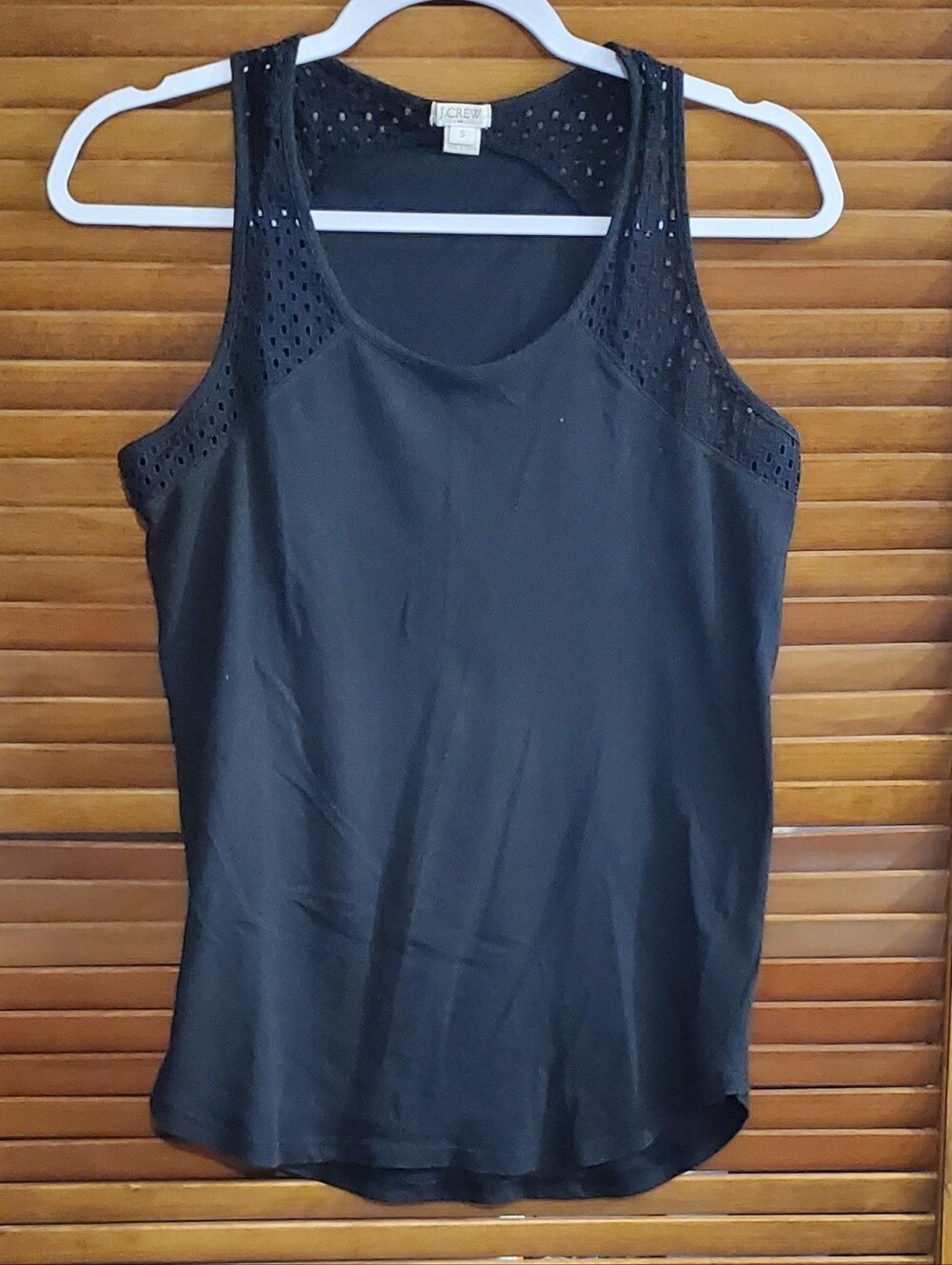 J. Crew Black Eyelet-Detail Tank Top
